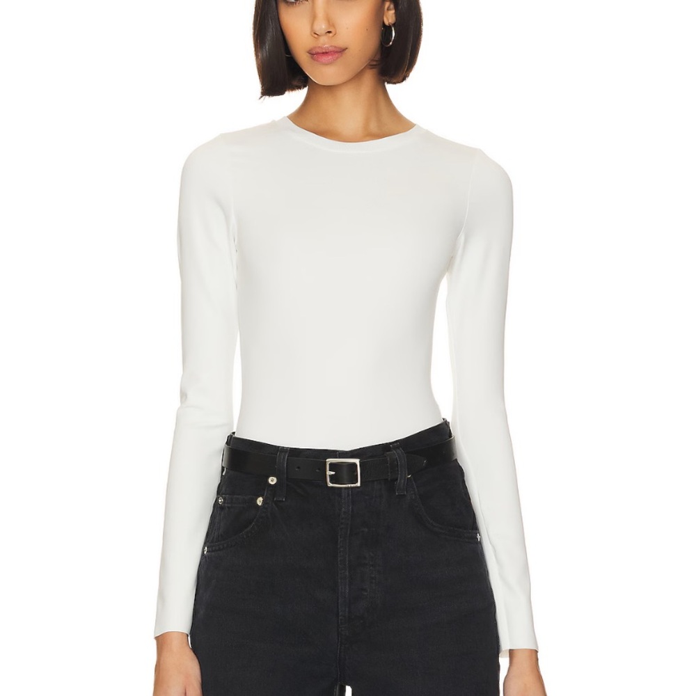 Good American Scuba Crew Bodysuit in White001